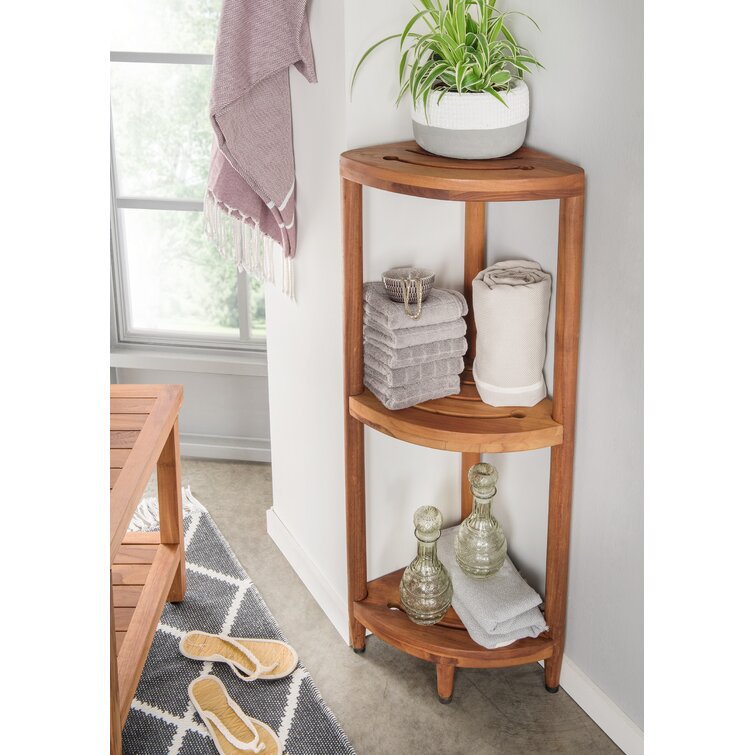 Teak wood deals corner shelf